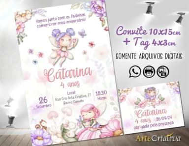 Convite Digital C/tag Jardim das Fadas Ni