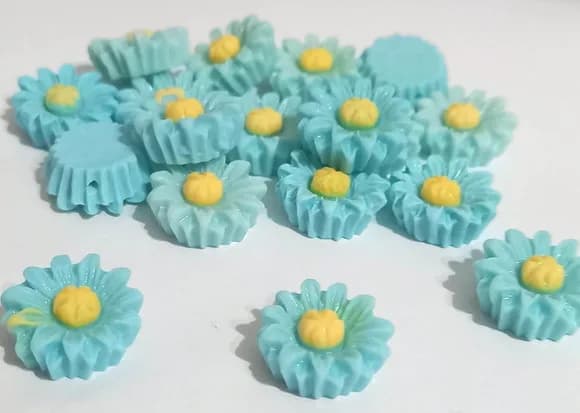 Apliques Girassol Azul com Furo Passante - 10 Peças