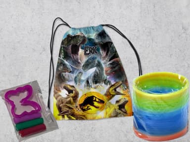 Kit Mochilinha + Mini Massinha de modelar e Mola Maluca Dinossuaros
