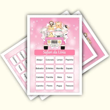 Bingo Chá de Bebê Menina Pdf Para Imprimir