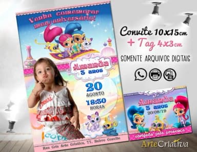 CONVITE DIGITAL C/TAG Shimmer e Shine com Foto