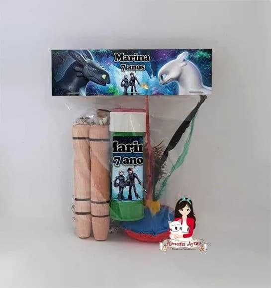 Kit Lembrancinha com Bolha de Sabão Como Treinar Seu Dragão