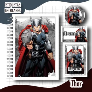 Caderno + Etiquetas + Tag Personalizada + Lápis ( Thor )