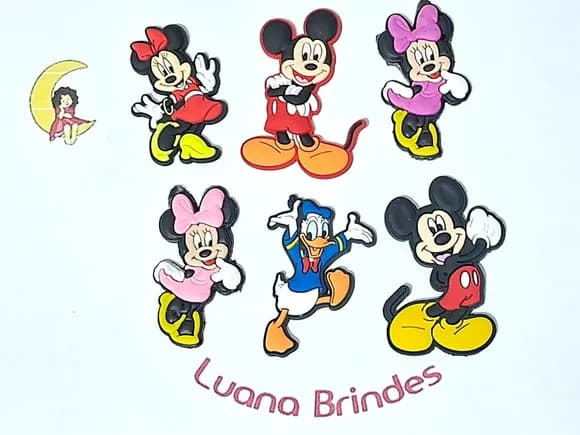 Aplique Mickey e Minnie Emborrachado Pacote 6 Unidades