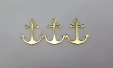 Aplique Âncora Acrílico Espelhado Dourado 2,5cm Pct 10 Unids