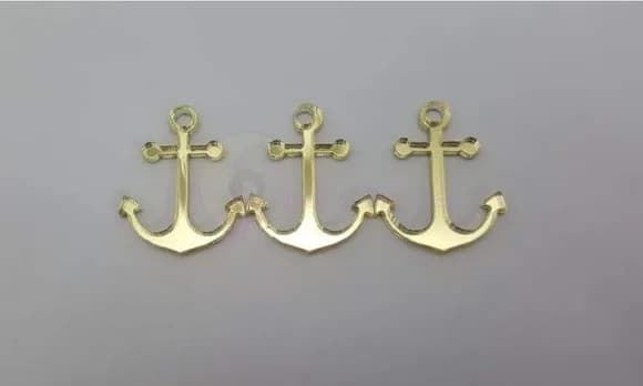 Aplique Âncora Acrílico Espelhado Dourado 2,5cm Pct 10 Unids