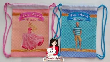 Mochila de Tecido Personalizada Barbie e Ken