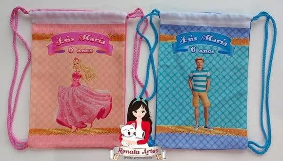 Mochila de Tecido Personalizada Barbie e Ken