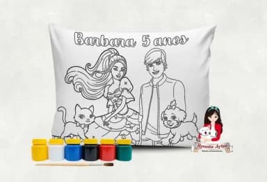 Almofada com Tinta para Colorir Barbie