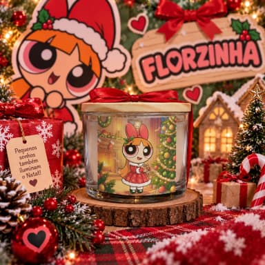 Vela Aromática no Copo Personalizada Natal As Meninas Superpoderosas - Florzinha, Docinho e Lindinha - Informar modelo