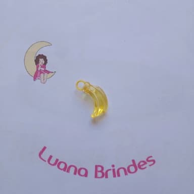 Pingente Banana Amarelo de Acrilico 2,5cm Pct 40 Unidades