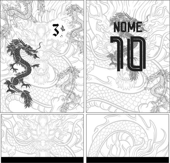 Arte Vetor Camisa Interclasse Dragão Mod-158