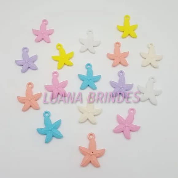 Pingente Estrela do Mar Coloridas 2,5cm Pct 50 Unidades