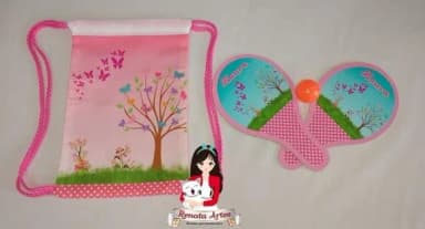 Mochila Ping Pong Personalizada Tema Borboletas Rosa
