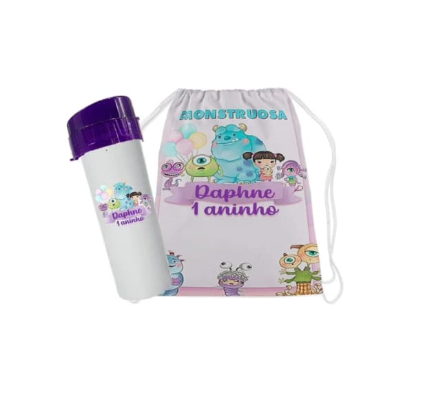 Kit mochilinha e garrafinha 500 ml