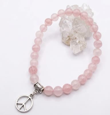 Pulseira Japamala 27 Contas Quartzo Rosa 6mm - Pingente à Escolha