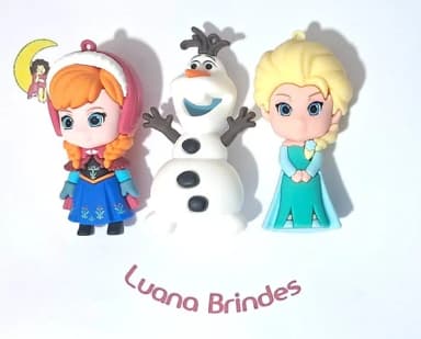 Pingente Frozen 3d Emborrachado 6,5cm Pacote com 3 Unidades