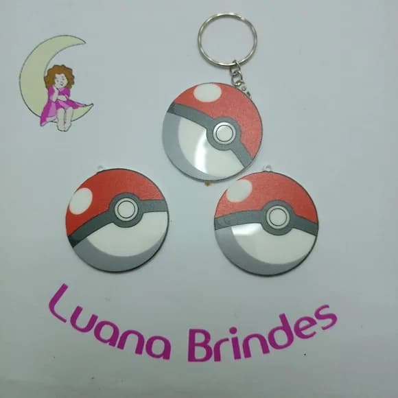 Chaveiro Pokébola de Acrílico Uv 4cm