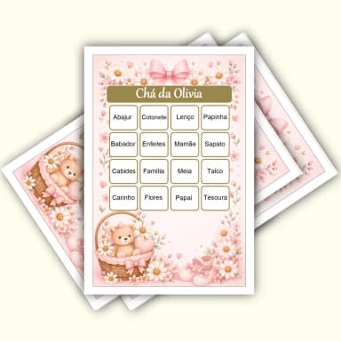 Bingo Chá de Bebê Menina PDF Para Imprimir