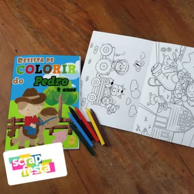 Revista Colorir + Giz de Cera Festa Fazendinha
