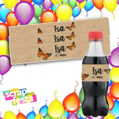 Rótulo Personalizado Mini Coca 19,5x3,5 Aniversário Vintage