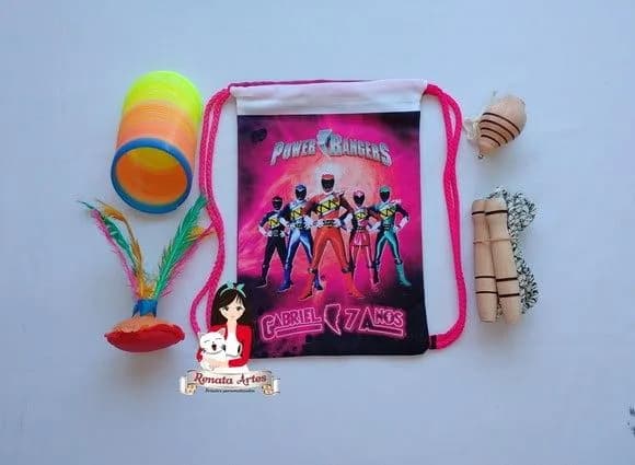 Mochila Boa Infância Tema Power Rangers Rosa