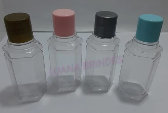 Frasco Facetado Pvc 30ml C/tampas Coloridas-pct C/10 Unid