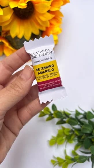 Balas Personalizadas Setembro Amarelo - 50 Unidades