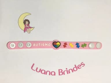 Pulseira Modelo Autismo Rosa Emborrachado Pct 3 Unidades