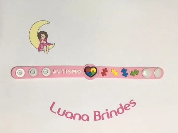 Pulseira Modelo Autismo Rosa Emborrachado Pct 3 Unidades