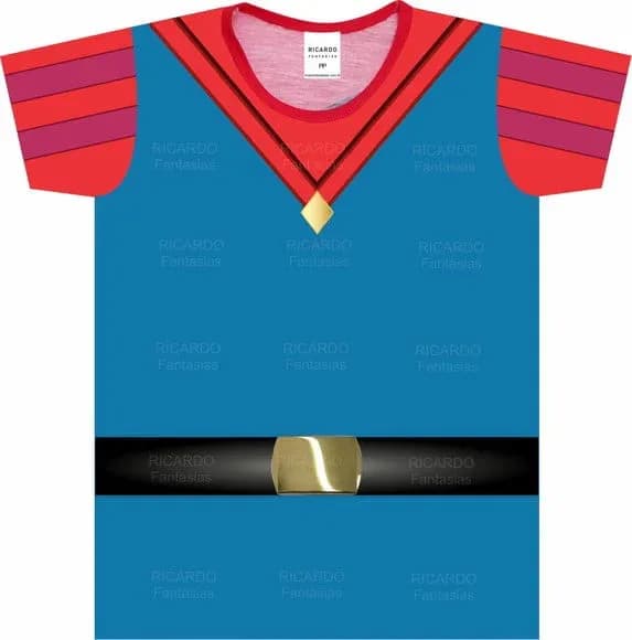 Camiseta Infantil Fantasia Príncipe Clássico Azul e Vermelho