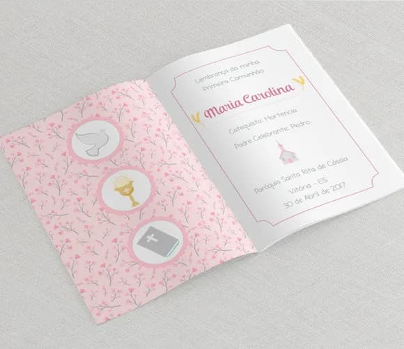 Lembrancinha Eucaristia - Livro De Orações - Cálice Rosa