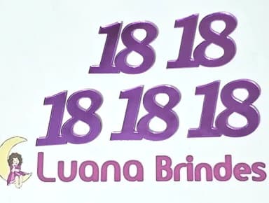 Aplique Número 18 de Acrílico Espelhado Roxo Pcts C/6 Peça