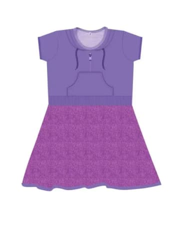 Vestido Infantil Envergonhada Roxo com Capuz e Bolso Canguru – Fantasia Inspirada nas Emoções
