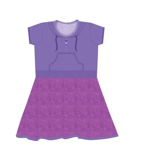 Vestido Infantil Envergonhada Roxo com Capuz e Bolso Canguru – Fantasia Inspirada nas Emoções