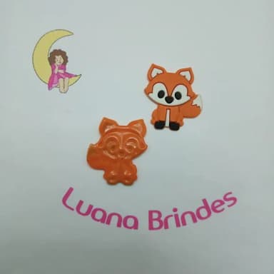 Aplique Raposa Laranja de Borracha 4cm Pct 6 Unidades