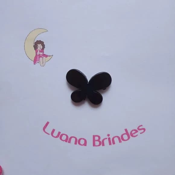Borboleta Acrilico Passante Preta 2,5cm Pct 20 Unidade