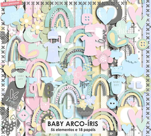 KIT DIGITAL BABY ARCO ÍRIS 01