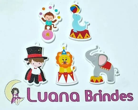 Pingente Circo Acrílico U.v Pacotes com 5 Variados