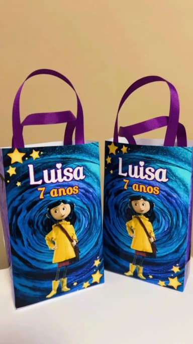 Sacolinhas Personalizada CoralineLembrancinhas Para Aniversário