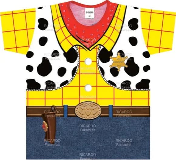 Camiseta Fantasia Caubói Xerife Xadrez com Colete de Vaqueiro