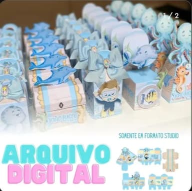Kit 45 Lembrancinhas Fundo do Mar