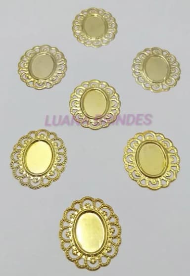 Tag Oval de Metal Dourado - pct com 12 unidades