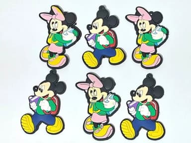 Pingente Mickey e Minnie Escola Emborrachado Pacote C/6 Peça