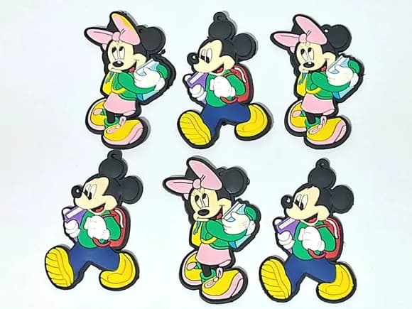 Pingente Mickey e Minnie Escola Emborrachado Pacote C/6 Peça