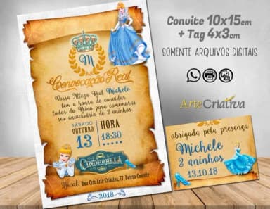 Convite Digital C/tag Cinderela