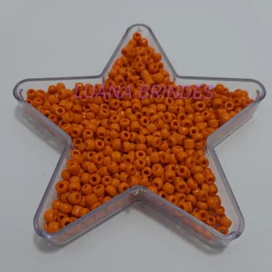 Miçanga Acrílica Laranja 6mm Pacote 60 Gramas