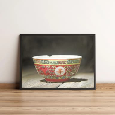 Quadro Tigela Oriental com Detalhes Vermelhos 835