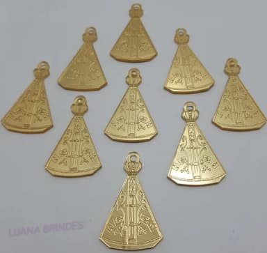 Pingente Aparecida Acrílico Espelhado Dou 3,5cm Pct 6,Unds