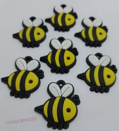 Pingente Abelinha de Borracha - pct c/ 7 unid